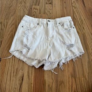 Eunina White Denim Shorts Distressed Cotton Blend M